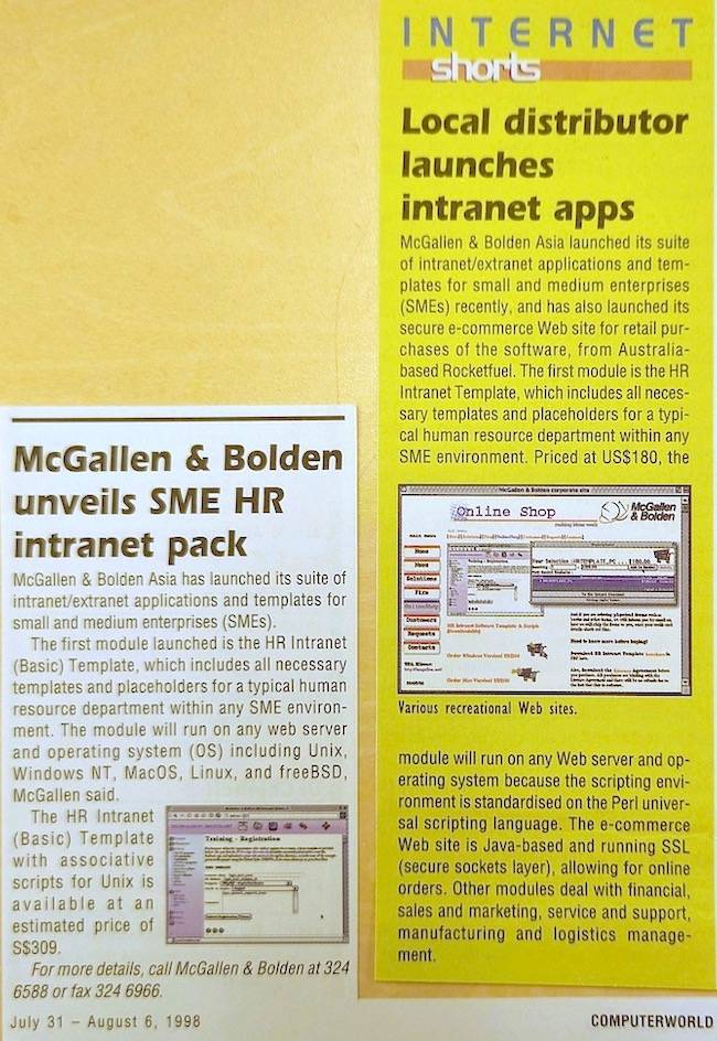 McGallen & Bolden developed human resource intranet apps on UNIX appliances