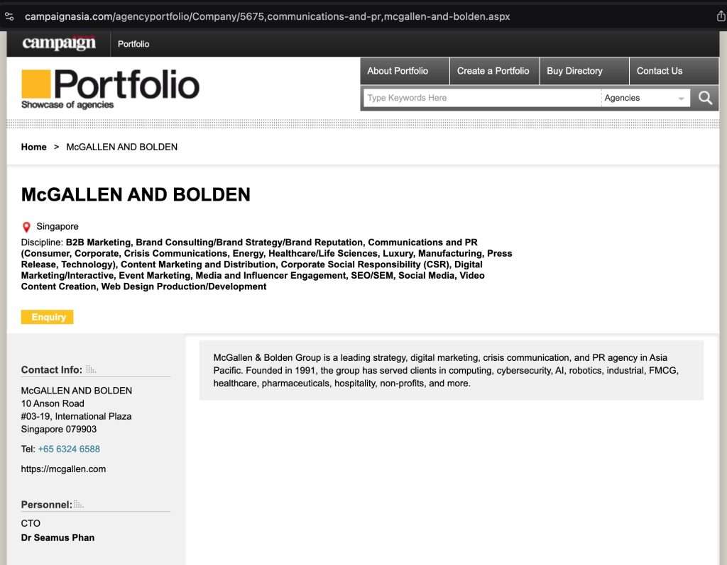 McGallen & Bolden - found on Campaign Asia Portfolio