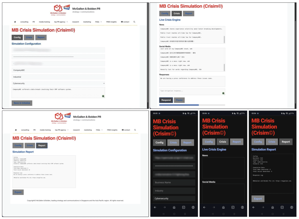 MB Crisis Simulation (Crisim©) - on desktop and mobile